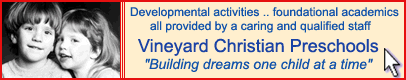Vineyard Christian Preschools - Developmental activities foundational academics all provided by a caring and qualified staff